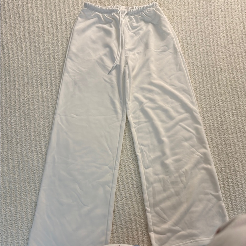 White Wide-Leg Lounge Pants